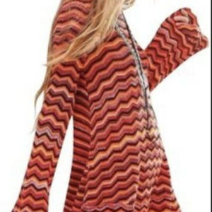 Free People Zig Zag Tunic Sweater Long Sleeve lg